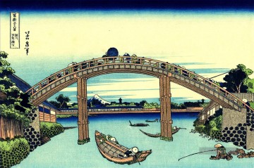 Fuji durch die Mannen Brücke bei fukagawa Katsushika Hokusai Ukiyoe gesehen Ölgemälde